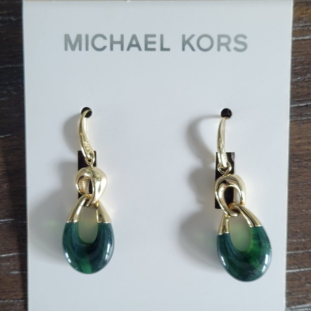 Michael Kors Colorblocked Tear drop earrings; gold tone